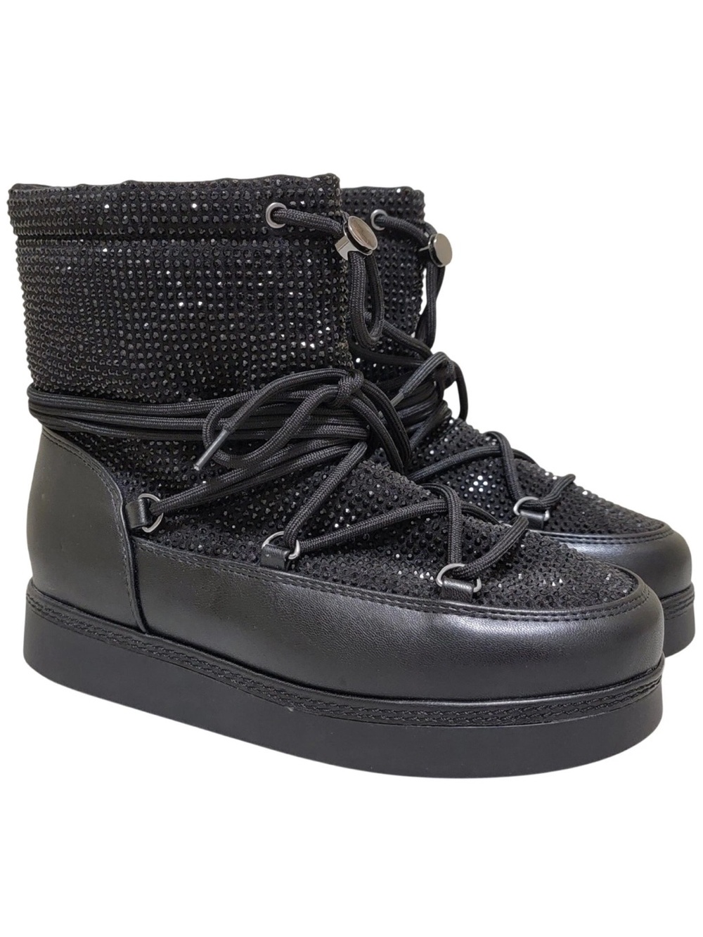 •I.N.C.• “Brooklynnn” Black Platform Rhinestone Pull-On Short Boots >> NIB